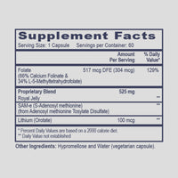 Supplement facts label for BH4 Assist with detailed nutritional information on a gray background