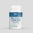 Supplement bottle labeled 'PRO S.O.D./Catalase' by MethylGenetic Nutrition on a gray background